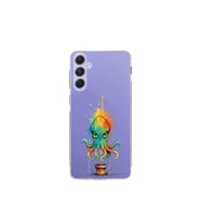 Samsung Galaxy A54 ile uyumlu Splash ahtapot tasarımlı şeffaf silikon kılıf