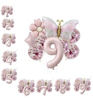 Gold Kelebek Papatyalı 9 Yaş Folyo Balon Set