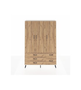 Arges Gardrop 5 Raflı 5 Çekmeceli Tek Askılı 132x30x195 Aytaşı-Çam