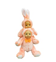 Bebek Yüzlü Peluş Tavşan 60 cm ve Bebek Yüzlü 45 Cm Peluş Ayı turuncu (Karışık)