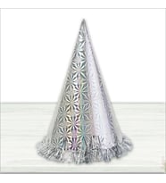 Hologram Karton Şapka, 32 cm - Gümüş