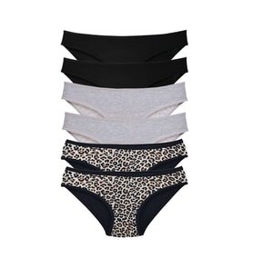 Mulvxbrf Brf02 6 Adet Likralı Kadın Slip Külot Leopar Siyah Gri (Mulvix)