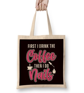 Coffee Nail Tech Manicurist Pedicurist Polish Gift Bez Çanta Uzun Saplı