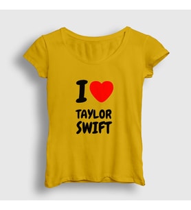 Presmono Kadın Sarı I Love Taylor Swift T-Shirt 311302tt (Sarı)