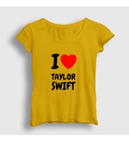 Presmono Kadın Sarı I Love Taylor Swift T-Shirt 311302tt (Sarı)