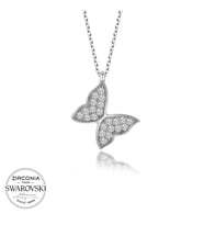 Swarovski Taşlı Gümüş Kelebek Bayan Kolye