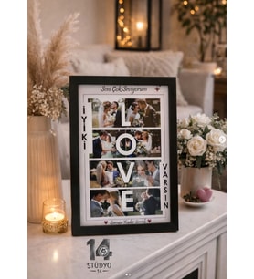 Stüdyo 14 Kişiye Özel Love Tasarımlı 8 Fotoğraflı Kolajlı Tablo Seni Seviyorum Demenin En Güzel Yolu -Sevgiliye Hediye