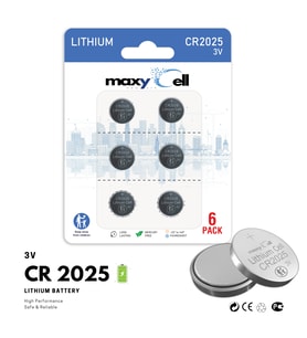 MaxyCell 6 Adet CR2025 lityum düğme pil, 3 V pil, Elektronik cihazlar kumandalar, tıbbi cihaz