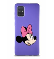 Samsung Galaxy A71 Soft Premier Kapak Minnie Mouse-A Tasarımlı Silikon Kılıf - Mor (Şeffaf)