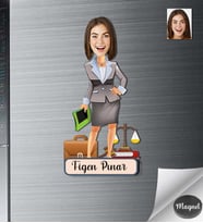 Kişiye Özel Avukat Kadın Ahşap Magnet -1