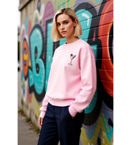 Kadın Bisiklet Yaka Düşük Kol Nakışlı Regular Kalıp Örme Sweatshirt Fonksiyonel Dayanıklı Şık