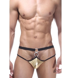 Fantezi Altın Önü Halkalı Erkek String-tanga BC4595