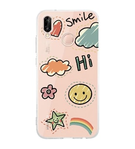 Huawei P20 Lite Uyumlu Baskılı Yumuşak Silikon Şeffaf Telefon Kılıfı