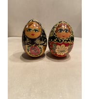 El Boyama Rus Yumurta 2'li Ahşap Oyuncak Paskalya Yumurta