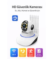 5 Antenli HD Akıllı Güvenlik Kamerası 360° Panoramik Görüş Wi-Fi  Gece Görüşlü Hareket Algılama