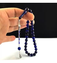 925 AYAR GÜMÜŞ PÜSKÜLLÜ MAVİ SİYAH RENK ATEŞ KEHRİBAR TESBİH (Sarı)