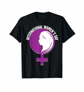 8 Mart Dünya Kadınlar Günü Baskılı Oversize Bisiklet Yaka T-shirt - Siyah