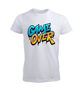Game Over Tişörtü (Düz Beyaz)