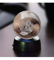 Dekoratif Ayda Oturan Astronot Temalı Işıklı Cam Küre 8cm*6cm