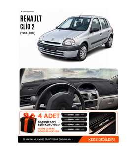 RENAULT CLİO 2 EKRANLI (1998-2001) Uyumlu Torpido Örtüsü Torpido Kılıfı - Siyah