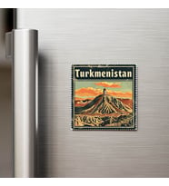 Türkmenistan Turkmenistan - Posta Pulu Temalı Ülke - Baskılı Buzdolap Magneti Kare - 9x9 cm