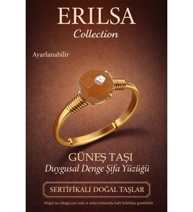 Sertifikalı Duygusal Denge Enerji Yüzüğü – Güneş Taşı Ayarlanabilir Gold İnce Aslan Koç Yay Burcu (Çok Renkli)