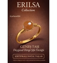 Sertifikalı Duygusal Denge Enerji Yüzüğü – Güneş Taşı Ayarlanabilir Gold İnce Aslan Koç Yay Burcu (Çok Renkli)
