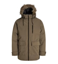 Jack & Jones JJCHARLIE Detachable Faux Fur Parka Erkek Kürk Detaylı Parka - Şık ve Fonksiyonel (Kahverengi)