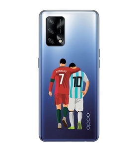 Oppo A74 Uyumlu Lionel Messi ve Cristiano Ronaldo Desenli Şeffaf Telefon Kılıfı