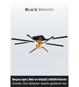 Nova 8 Bronz LED Tavan Avize – Kumandalı Dim Edilebilir – Aşağı Işık