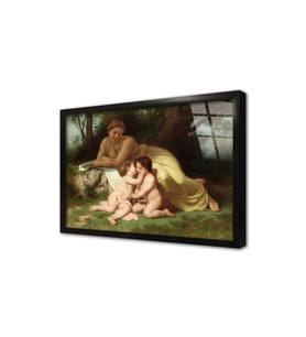 Nymphs ve Satyr Çerçeveli Cam Tablo