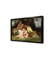 Nymphs ve Satyr Çerçeveli Cam Tablo
