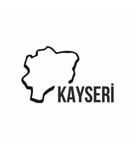 Kayseri Harita Araba Sticker siyah 17x11 CM (Siyah)