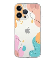 Apple iPhone 13 Pro Uyumlu Kamera Korumalı Tıpalı Kapak Karışık Renkler Tasarımlı Şeffaf Kılıf