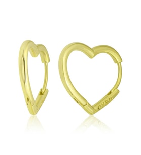 925 Ayar Gümüş Gold Kaplama "Loved" Yazılı Kalp Kadın Küpe