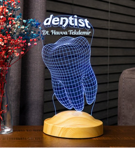 Diş Hekimi İçin 3D Dentist LED Lamba - Diş Doktoruna Özel, Dünya Diş Hekimleri Günü Hediyesi, İsimli Kişiye Özel Tasarım