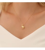 925 Ayar Gümüş Deve Kuşu Kolye (Altın)
