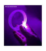 Mor Led Işıklı Baskı Yapılabilen Pilli Bileklik Bilezik 1,5 cm Genişlik (5343)
