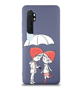 Xiaomi Mi Note 10 Lite Uyumlu Lansman Kılıf Aşk Tasarımlı İçi Kadife Kapak-Petrol Mavisi (Şeffaf)