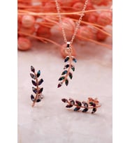Yaprak Tasarım Mix Rose Gümüş İkili Set 2342