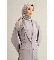 Armine Sura İpek Eşarp 9351-51 Gri Karışık Desen