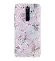 Xiaomi Redmi Note 8 Pro Uyumlu Kapak Floral Pudra Tasarımlı Şeffaf Silikon Kılıf