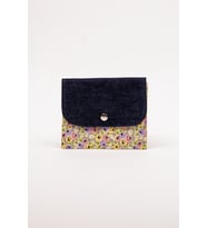 Kadın Cüzdan – Denim Detaylı Çiçek Desenli Çıtçıtlı 15x12 cm