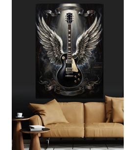 Kanatlı Gitar Rock N Roll Dekoratif Kanvas - Mdf Ahşap Tablo