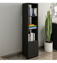 Kuzey 4 Raflı, Kapaklı Minimal Kitaplık (Antrasit)