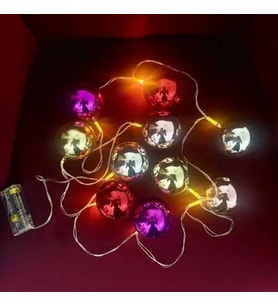 Parlak Top Lamba 2m 10 LED Pilli Yılbaşı Süsü
