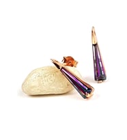 mistik topaz taşlı gümüş üzerine rose altın kaplamalı modern gümüş küpe