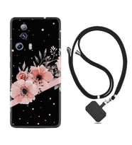 Xiaomi Mi 13 Lite Kılıf Resimli Boyun Askılı İpli Desenli Silikon Flowers Dots 1423