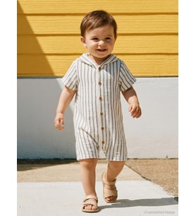 Civil Baby Çizgili Kapüşonlu 6-18 Ay Tulum - Lacivert
