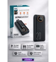 P22 20000mAh 22.5W Hızlı Şarj Cihazı - Fast Powerbank - Dijital Ekran - Taşınabilir Şarj Cihazı